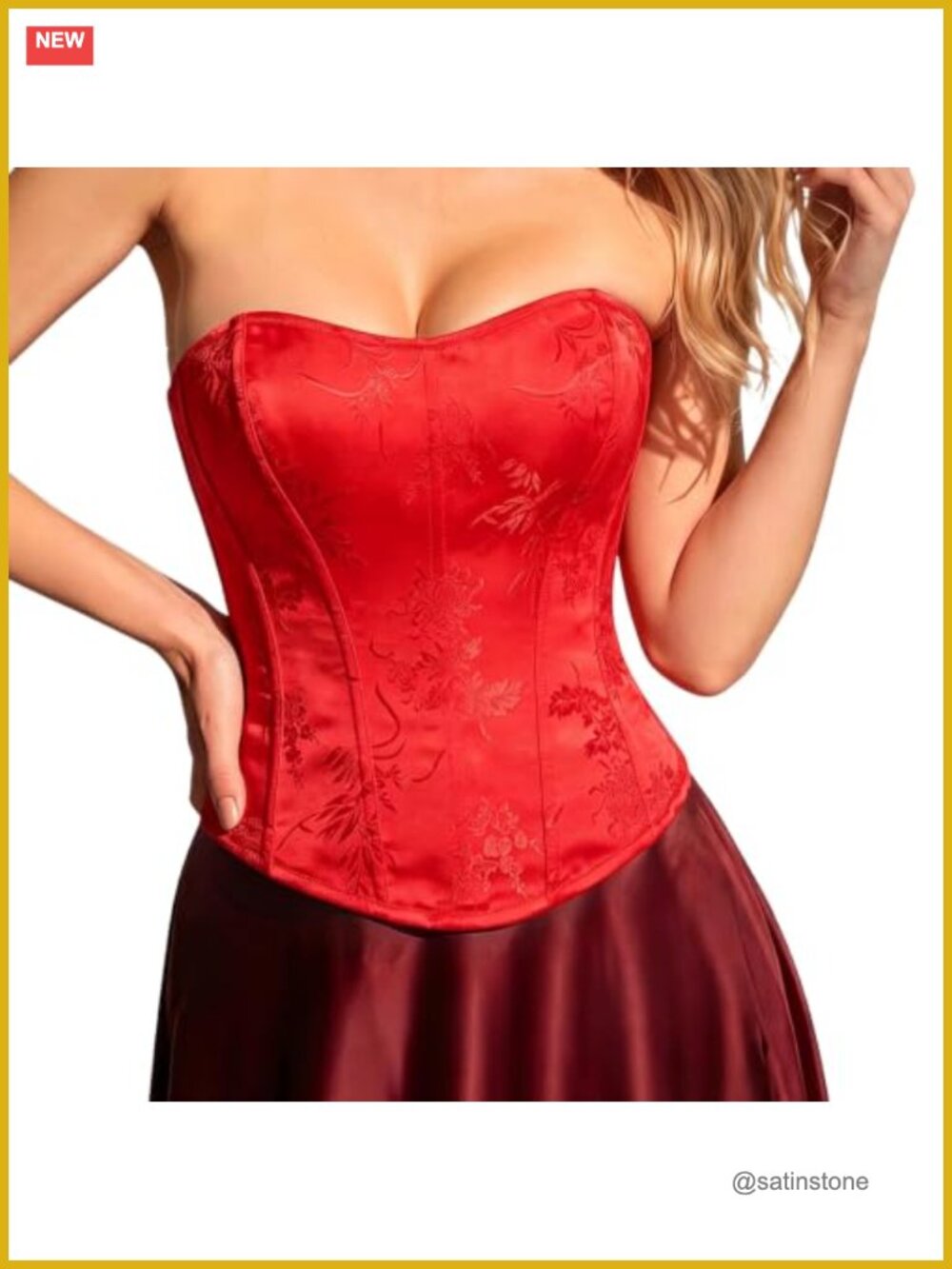 Strapless Lace Up Bustier Corset Top Embroidered Floral Costume